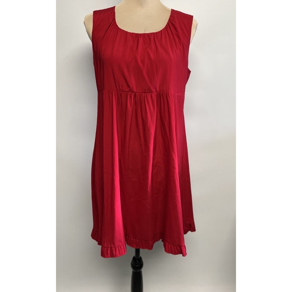 Cherry Red Silk Mini Dress Med‎ Anthropologie Alisha Levine Ruffle Hem Babydoll